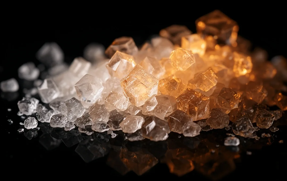 Molecular structure of salt crystals