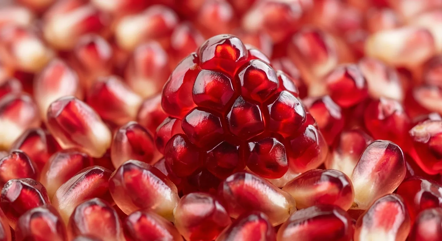 Macroscopic view of seasonal pomegranate seeds
